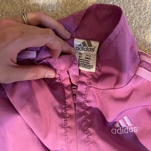 Adidas Jacket Girls Size 4T Pink Athletic Track Long Sleeve Full Zip